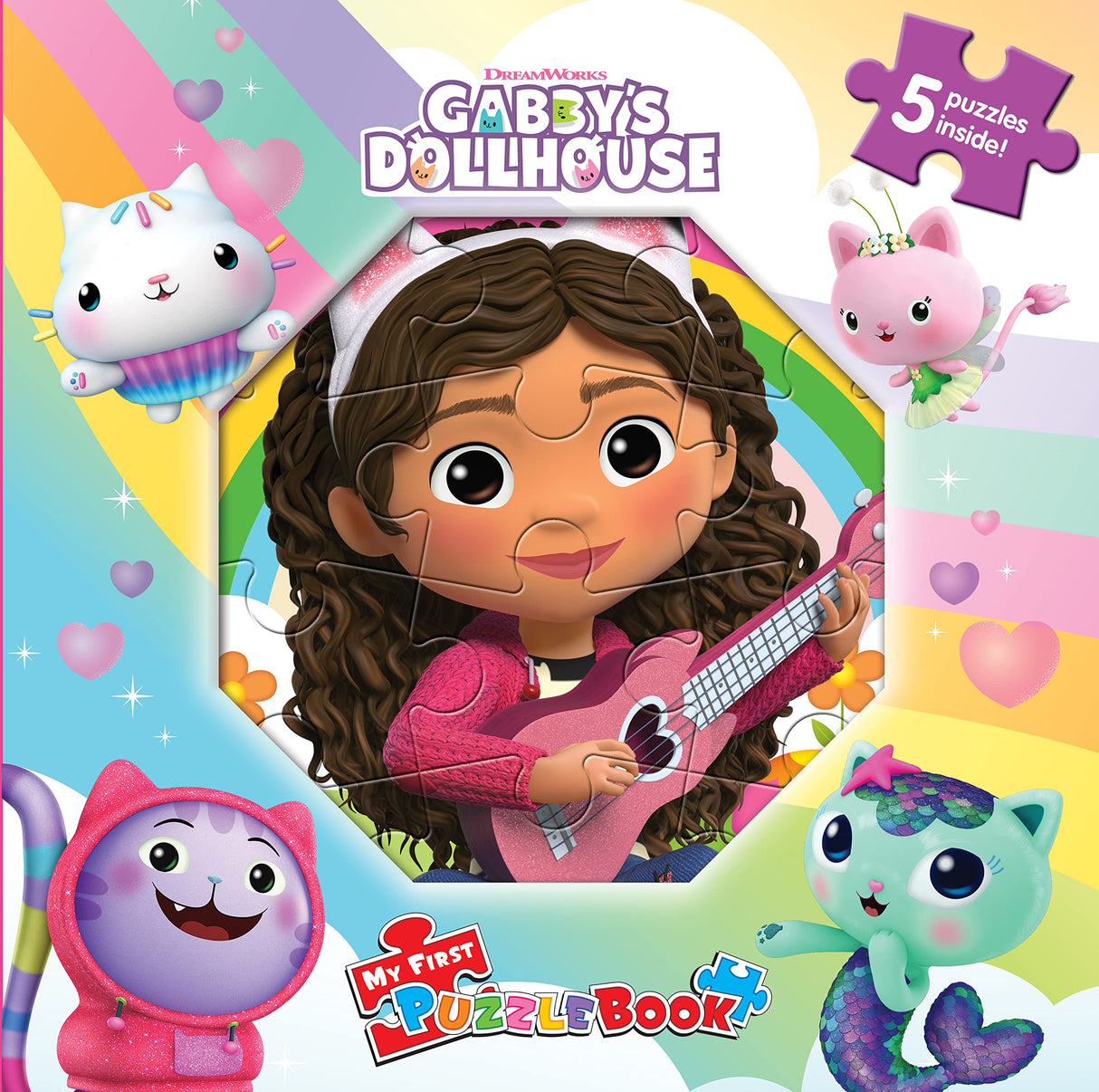 Gabby's Dollhouse My First Puzzle Book - Jigsaw Puzzles for kids, 10-page board book, 5 puzzles to enjoy Phidal