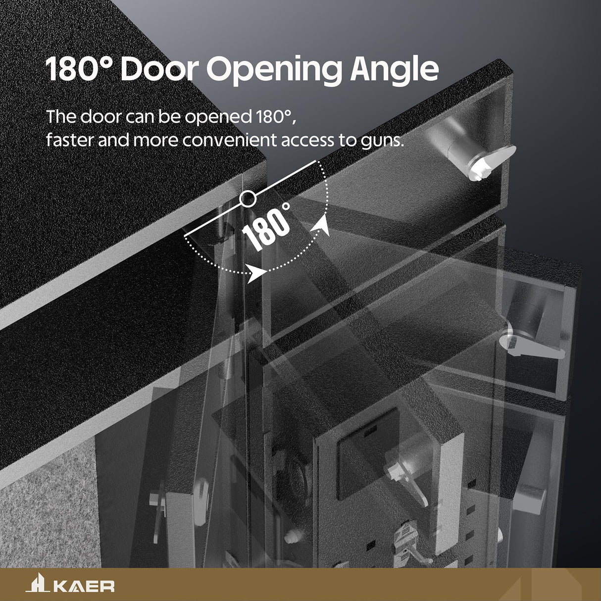 KAER 5 Gun Safe, Quick Access Gun Safe for Rifles and Pistols, Home Gun Rifle Safe with Separate Lock Box, Heavy Duty Large Gun Locker Cabinet with Hooks and Gun Rack for Shotguns, Assembled KAER