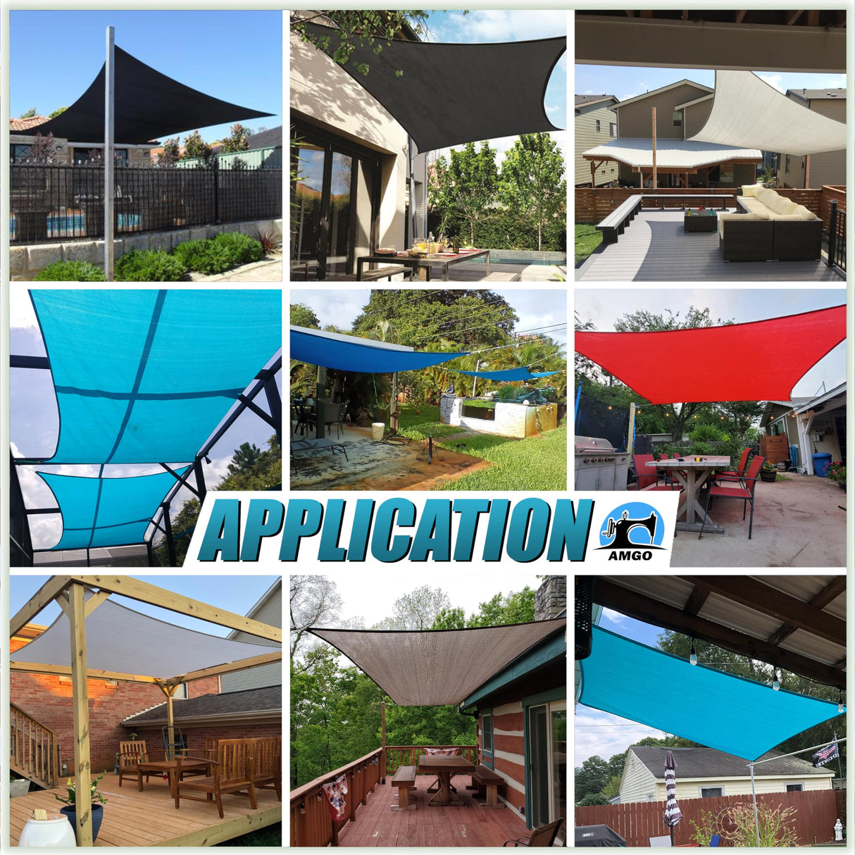 Amgo 14' x 14' Beige Square Sun Shade Sail Canopy Awning, UPF50+ AGTAPS14, 95% UV Blockage, Water & Air Permeable, Commercial and Residential, 3 Years Warranty (We Make Custom Size) Amgo