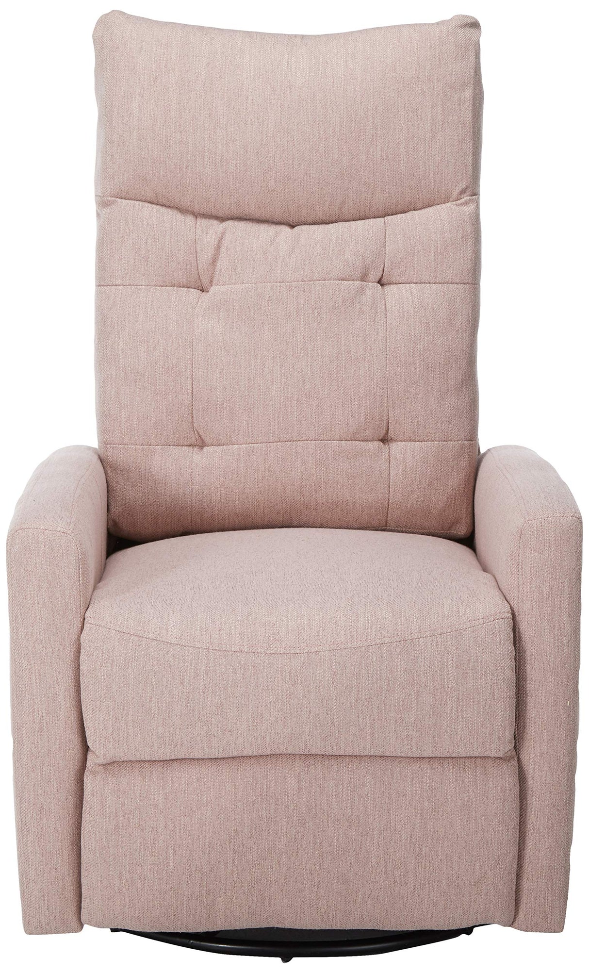 Great Deal Furniture Ishtar Contemporary Glider Swivel Push Back Nursery Recliner - Light Blush and Black Finish 25D x 35.75W x 39H in GDFStudio