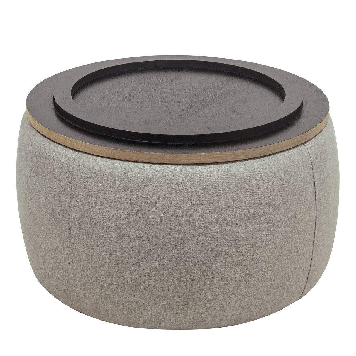 YICORPS Modern Round Storage Ottoman with Wooden Top,Handmade Luxury Pleated Circle Fabric Storage Ottoman Coffee Table,End Table & Footstool for Living Room(Light Gray) YICORPS