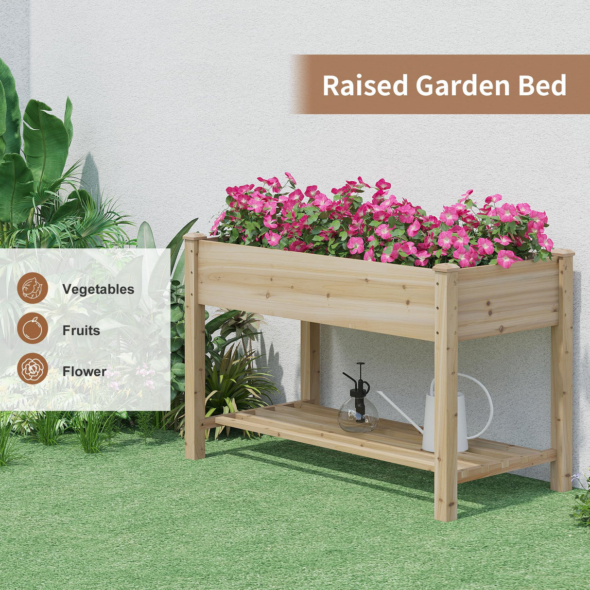FILWH Raised Garden Bed with Legs Elevated Wooden Planter Box Stand Large Planter Stand Box for Fruits Vegetables Flowers with Divider with Bag - 48 * 24 * 30.5IN FILWH
