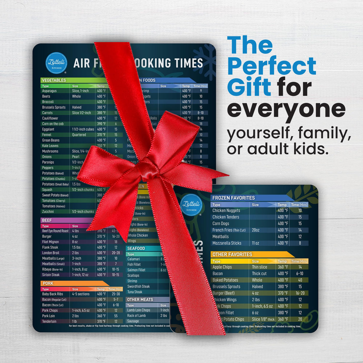 Air Fryer Magnetic Cheat Sheet Set - Air Fryer Accessories Cookbook - Easy to Use AirFryer Time Chart Set - Strong Magnet Quick Reference Cooking Guide for Frying (Black) LOTTELI KITCHEN