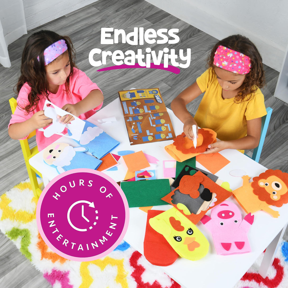 Hand Puppet Kit - Make Your Own Animal Puppets - 10 Felt Puppets - Simple Step By Step Instructions - Art Craft, Role Play, Storytelling - Puppets for kids, Children's Art & Craft Birthday Gifts Ideas KOOL KRAFTS