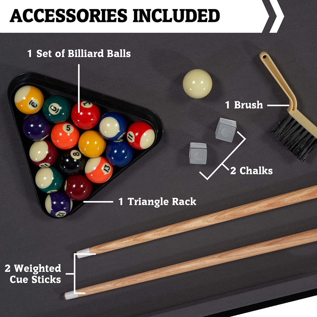 Hall of Games 4' Charleston Drop Pocket Table with Pool Ball and Cue Stick Set Hall of Games