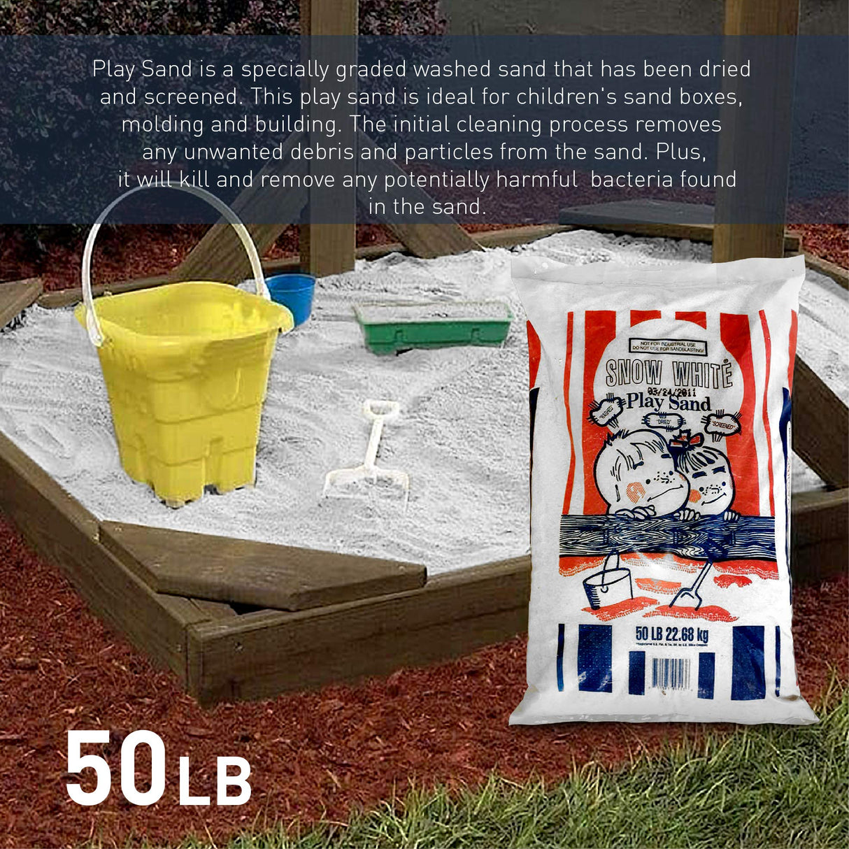 U.S. Silica Large 50 Pound Fully Washed Easy to Use Ultimate Finely Graded Soft and Comfortable Sandbox Play Sand, Snow White Premium Play Sand