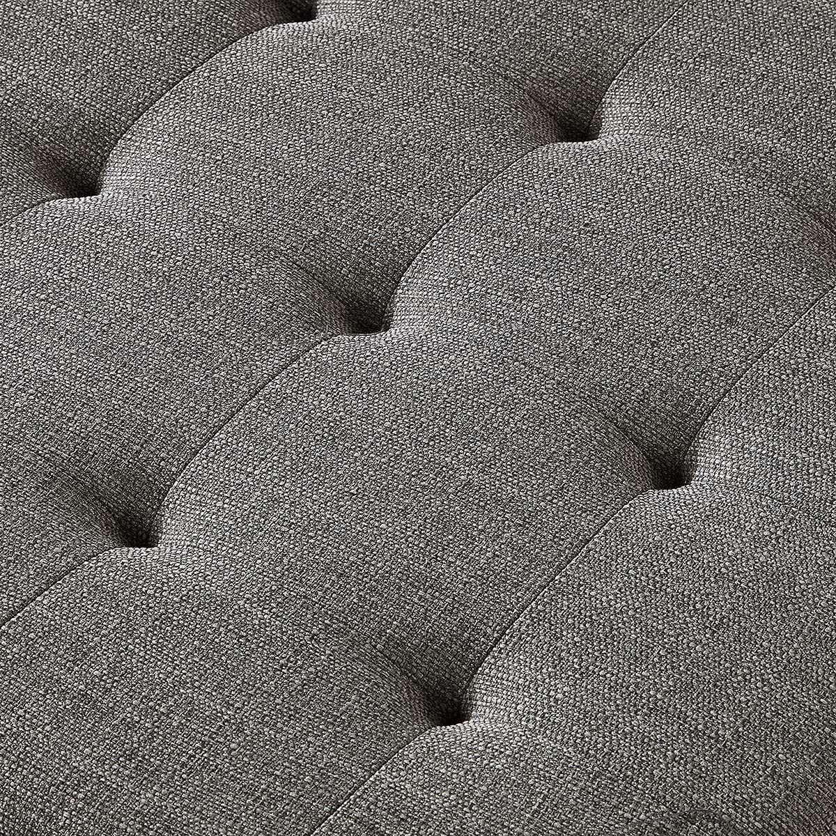 24KF Large Square Upholstered Tufted Linen Ottoman Coffee Table, Large Footrest Ottoman with Solid Wood Shelf-Granite 24KF