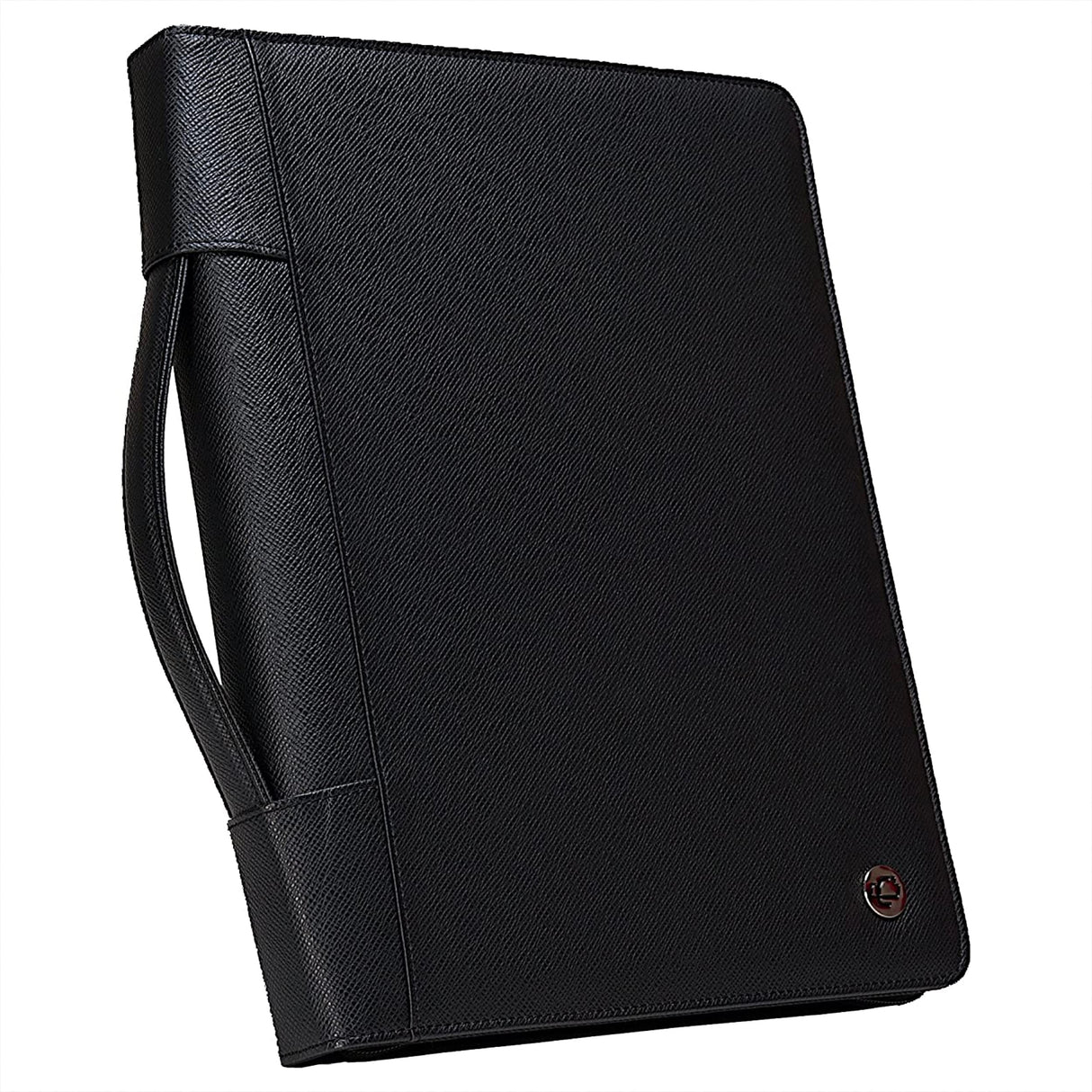 Case-it Executive Zipper Padfolio with Removable 3-Ring Binder and Letter Size Writing Pad, Pebbled Faux Leather Black (PAD-40) Case it