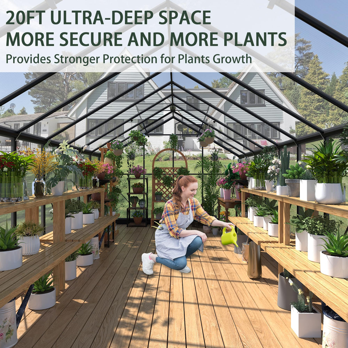 Polycarbonate Greenhouses, 8x20 FT Green Houses for Outside with 4 Adjustable Roof Vents, Walk-in Aluminum Frame Greenhouse with Sliding Doors for Backyard Garden (8x20FT) Pipleo