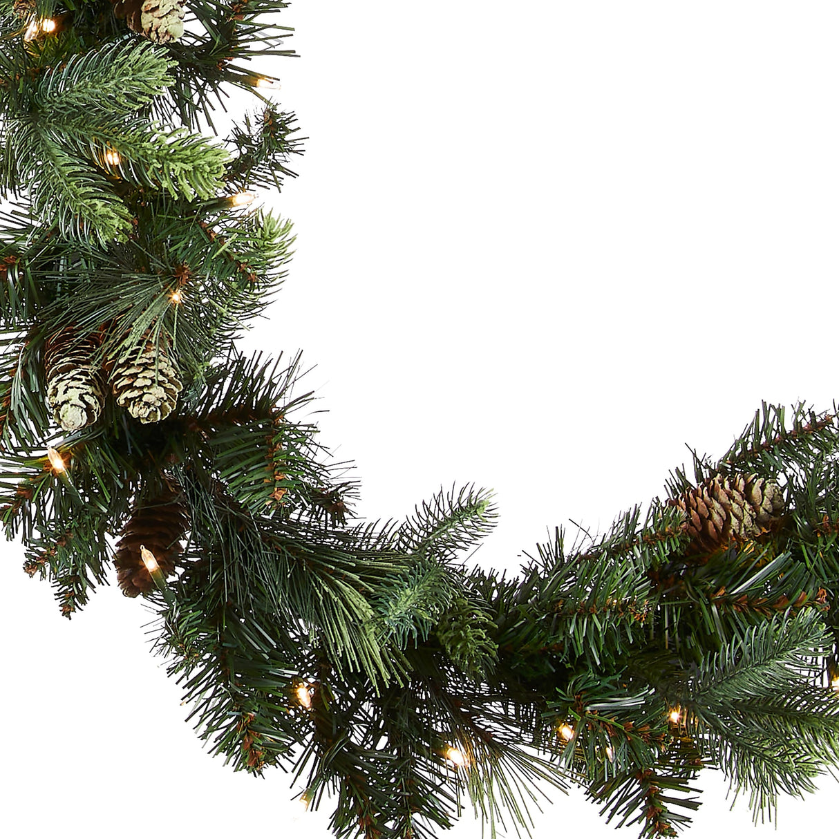 National Tree Company Pre-Lit Artificial Christmas Garland, Green, Carolina Pine, White Lights, Decorated with Pine Cones, Battery Operated, Christmas Collection, 9 Feet National Tree Company