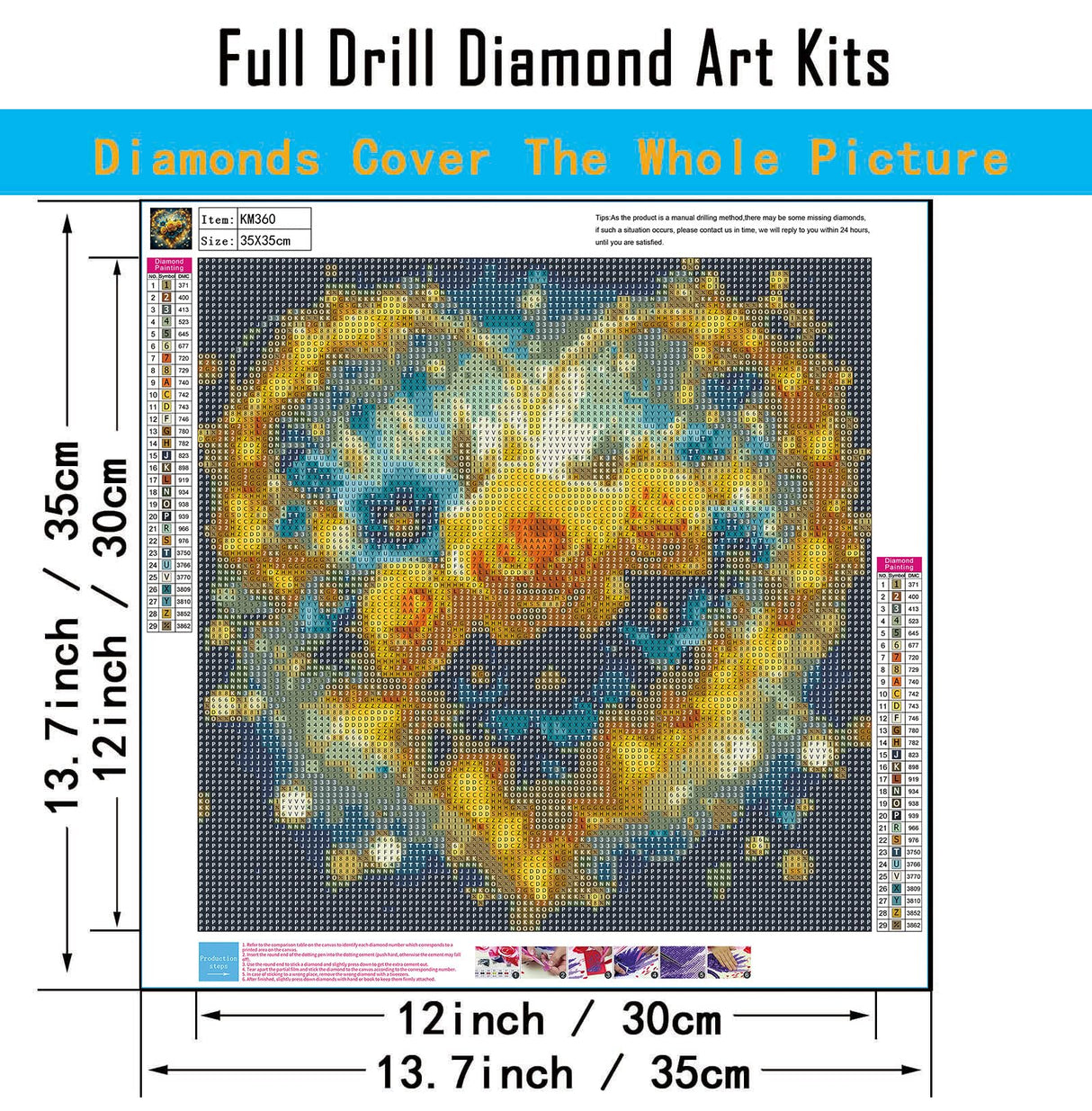 CHWGLFGG 5D Diamond Art Kits for Adults Beginners, Flowers Heart Diamond Painting Kits, DIY Full Round Drill Paint by Diamonds Dot Gem Art for Adults, Home Wall Decor 13.7X 13.7 Inch CHWGLFGG