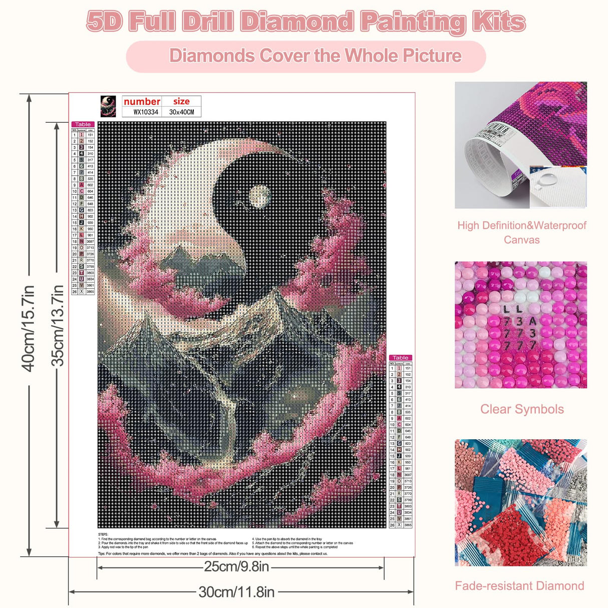 CEOVR Cherry Blossoms Diamond Painting Kits for Adults, Japanese Landscape Diamond Art Dots 5D Full Drill DIY Gem Art, Adult Crafts Kits Arts and Crafts, Wall Decor for Home Office 12x16in CEOVR
