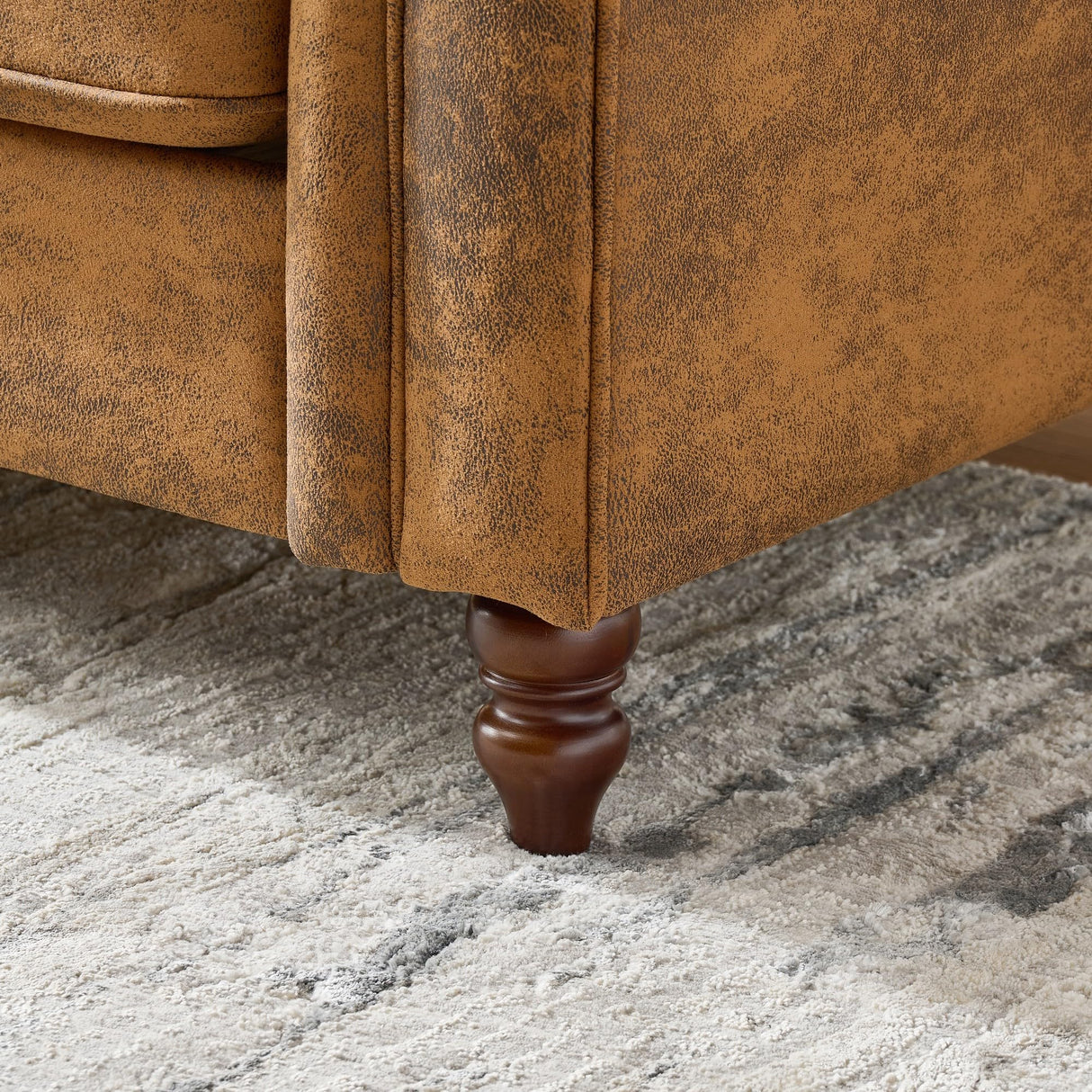 Mid Century Modern Faux Leather Couch Set of 2, Tufted Couch and Loveseat Set muebles para la sala Comfy Chesterfield Upholstered Office Furniture Living Room Sofa Set 2 Piece (Brown, 3+3 Seater) SLEERWAY