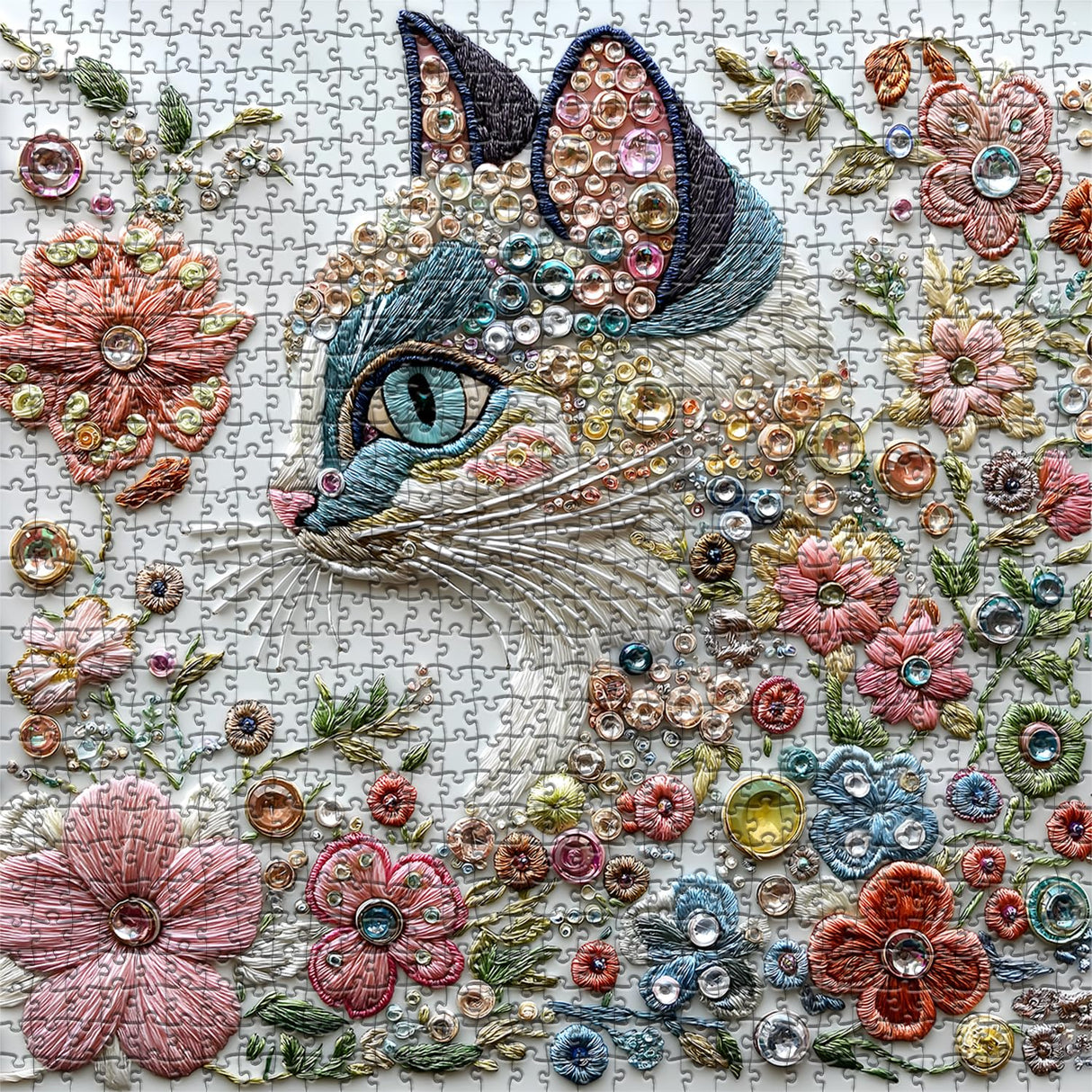 Impossible Cat Puzzles for Adults 1000 Pieces,PICKFORU Kitten Flower Puzzle Unique Art, Beauty Animal Kitty Cat Jigsaw Puzzle Floral, Colorful Hard Challenging Puzzle PICKFORU