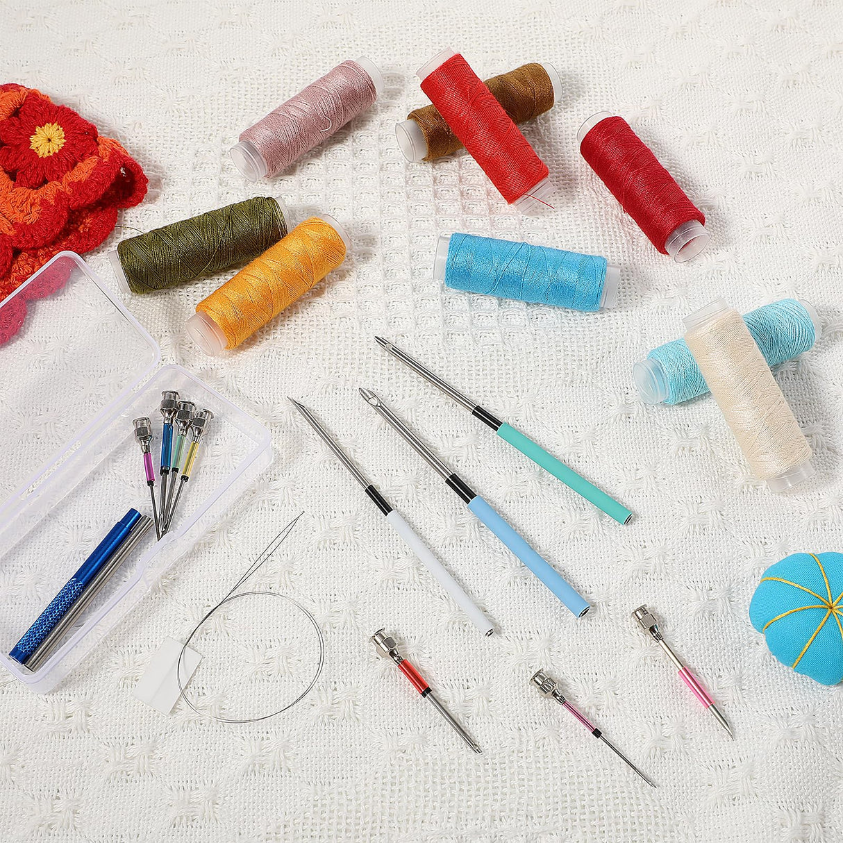 13 PCS Punch Needle Kit Embroidery Punch Needle Tool Punch Needles with Handles Punch Embroidery Kit with 10 Sizes Embroidery Tool Punch for Adults Beginner Cross Stitch DIY Craft Styquenzer