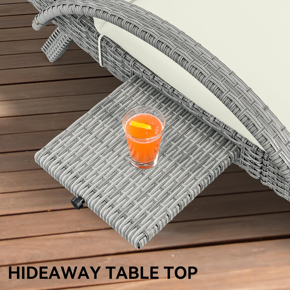 YITAHOME Patio Chaise Lounge Chair Set of 4, Wicker Chaise Lounge Outdoor Rattan Reclining Chair with Armrests/Pull-out Cup Holder/5-Position Backrest/Cushion & Headrest-Beige YITAHOME