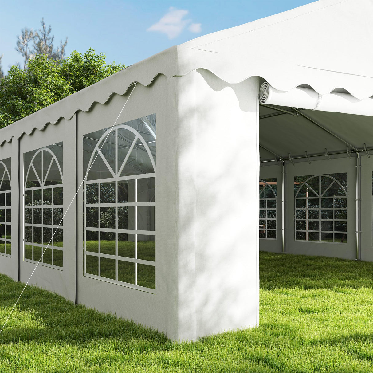 Outsunny 20' x 40' Heavy Duty Party Tent, Galvanized Outdoor Canopy Tent Large Event Shelter with Removable Sidewalls, 12 Windows and 2 Doors, Tents for Parties, Wedding, Events, BBQ Grill, White Outsunny