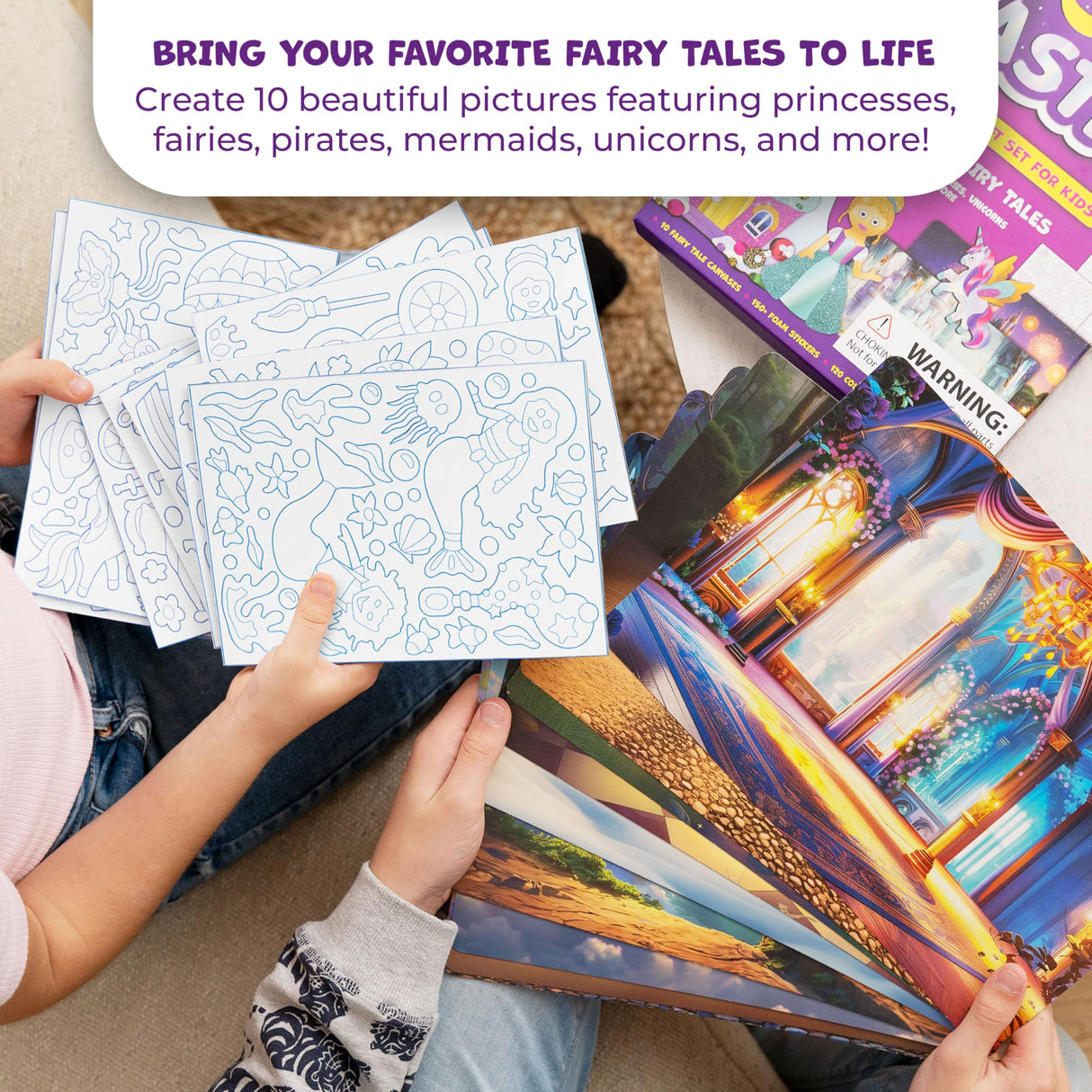 Foiltastic Art & Craft Set for Kids – Fun Mess-Free Kit with Fairy-Tale Foam Stickers & Foil Sheets, Creative Game for Girls & Boys Ages 4, 5, 6, 7, 8, 9 with Unicorns, Princesses, Pirates, Mermaids Clever Fox Play