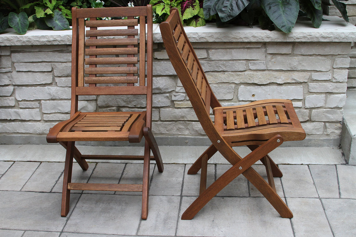 Folding Eucalyptus Side Chair Fully Assembled, 2 pack Outdoor Interiors