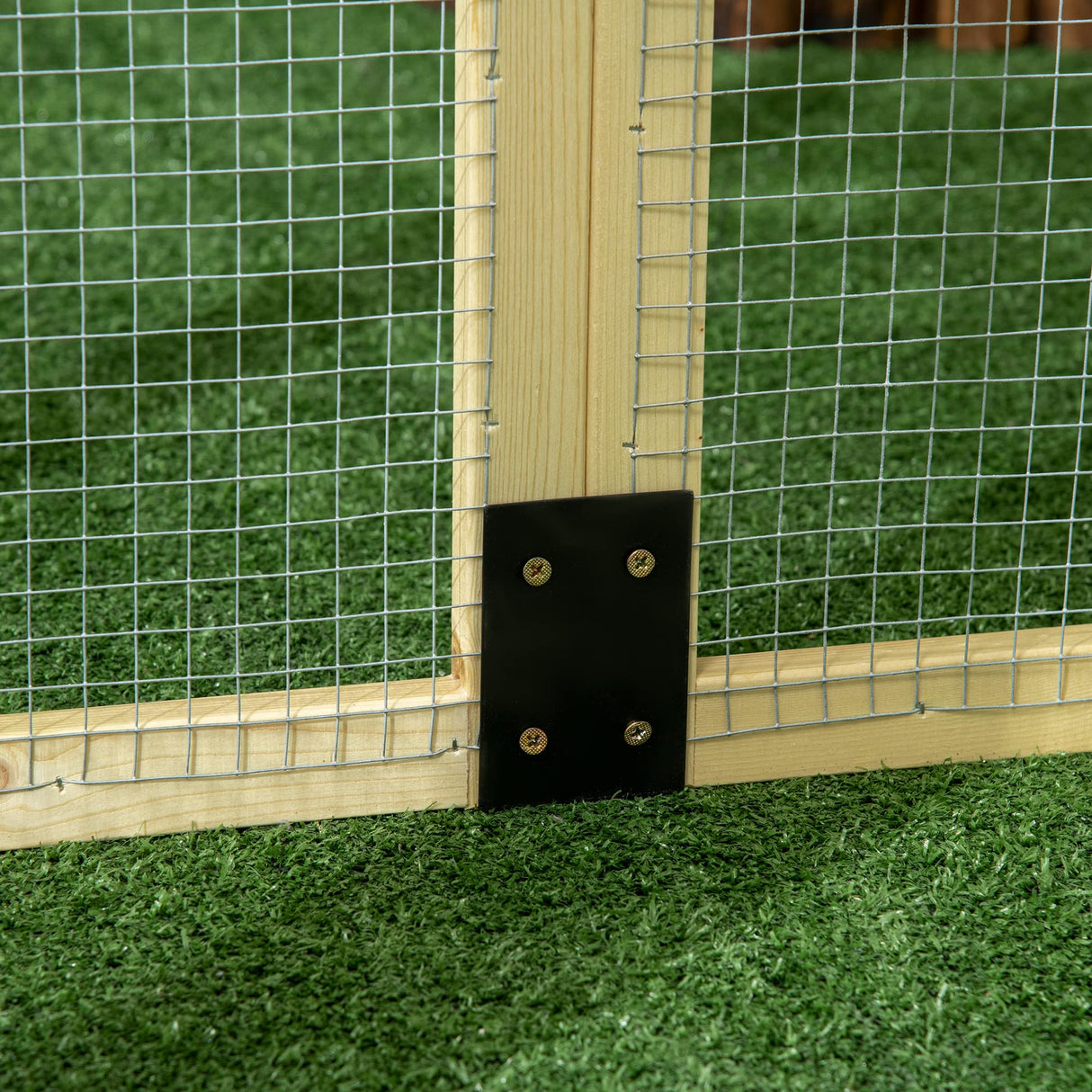 PawHut Chicken Run, Wooden Large Chicken Coop, Combinable Design with Perches & Doors for Outdoor, Backyard, Farm, 4.6' x 2.8', Nature Wood PawHut