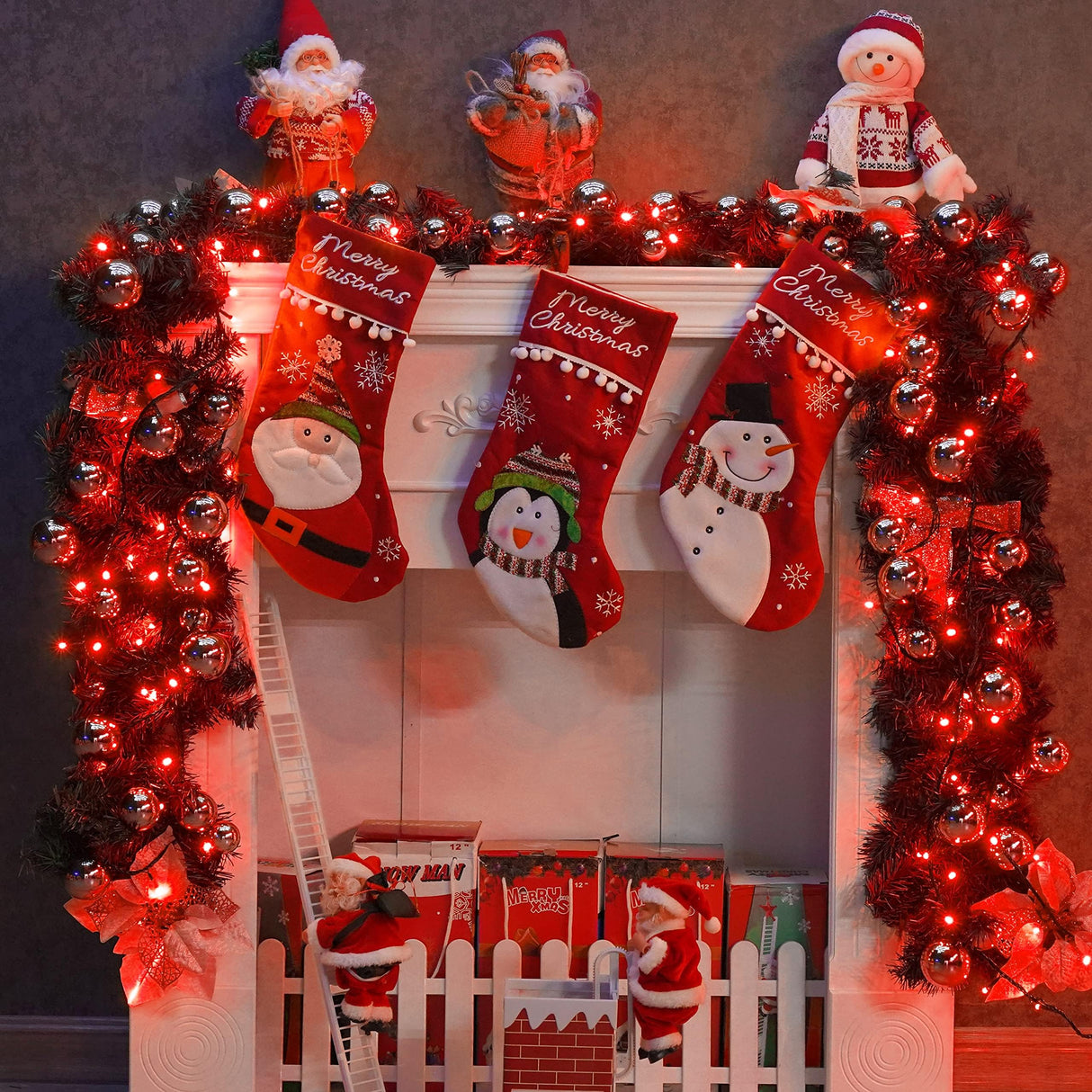 YEGUO Red Christmas Lights Outdoor, 165ft 500 LED String Lights Indoor, Green Wire Twinkle Tree Lights Plug in YEGUO