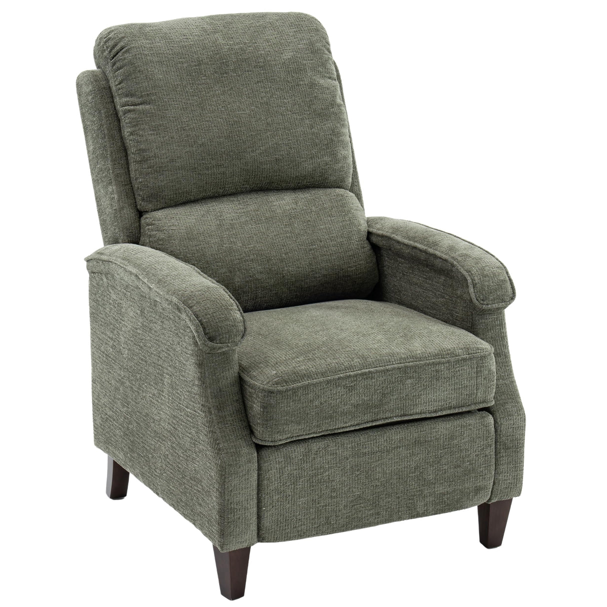 VKNOW Push Back Upholstered Recliner Chair Home Theater Seating Adjustable Modern Fabric Reclining Chair Padded Seat Backrest Recliner Sofa for Living Room (Green) VKNOW