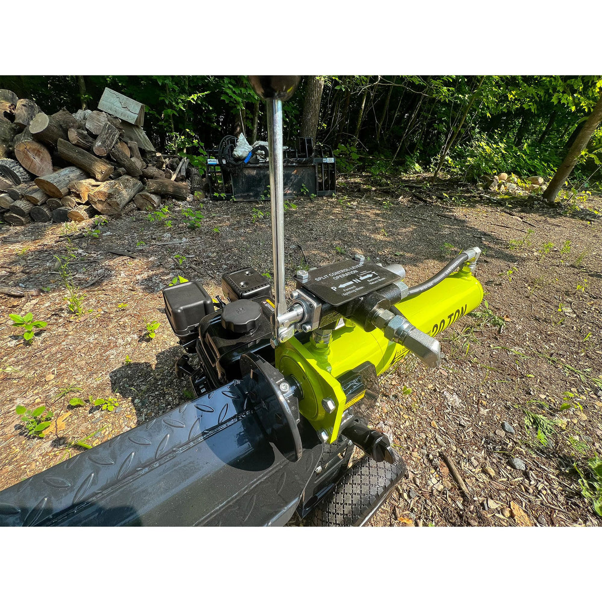 Timber Tuff Heavy Duty 7 HP Portable 20 Ton Gas Powered Log Splitter Machine Tool with 10 Inch Wheels for Large Outdoor Tasks Timber Tuff