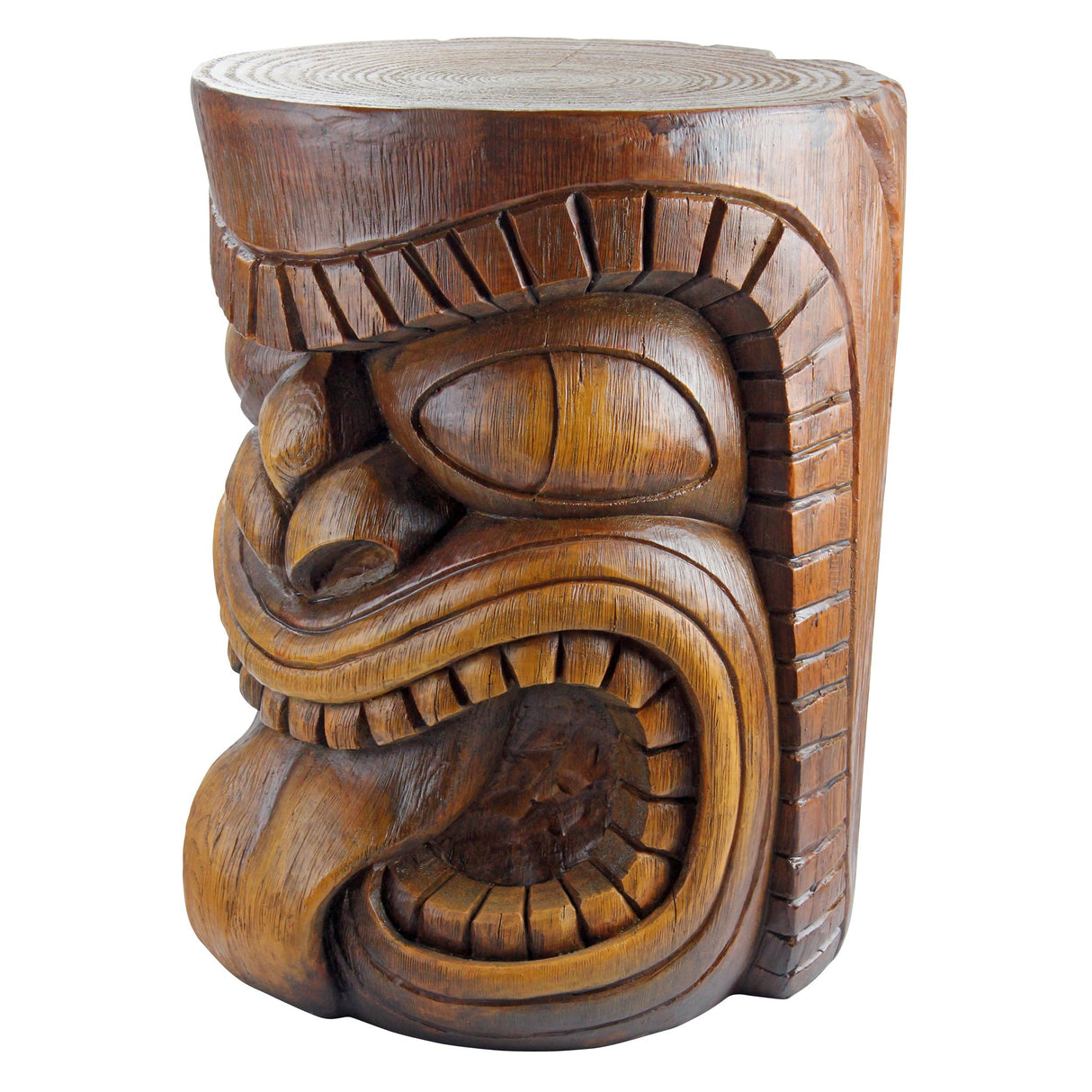 Design Toscano Grand Tiki Face Lono Tongue Indoor/Outdoor Side Table Statue, Patio, Bar, Den, 20 inch tall, Cast Stone Resin, Woodtone Finish Design Toscano