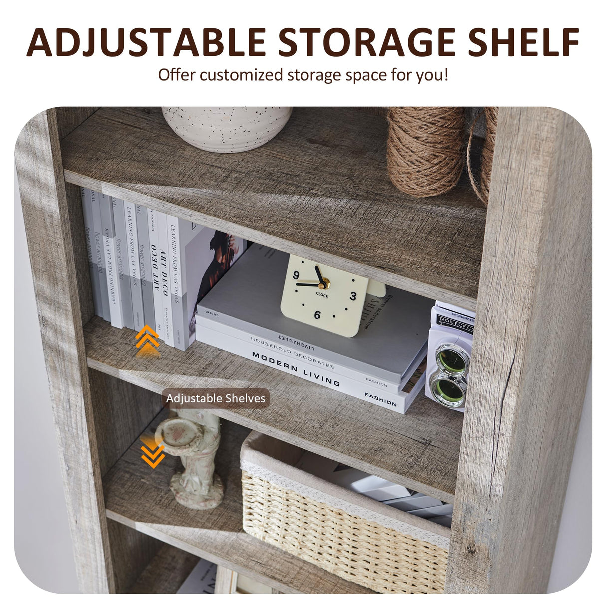 OKD 72" Tall Bookshelf with 2 File Drawers, Farmhouse 4-Tier Bookcase with Storage, Adjustable Shelves & File Holder, Wood Rustic Deep Bookshelves for Home Office, Library (Light Rustic Oak) OKD