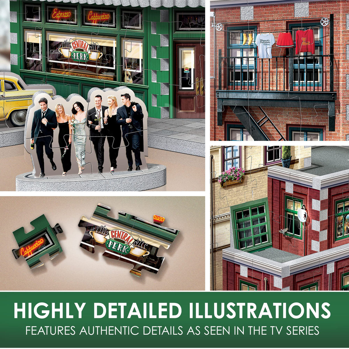 Wrebbit3D Friends Central Perk 3D Puzzle for Teens and Adults | 440 Real Jigsaw Puzzle Pieces | Not Just an Ordinary Model Kit for Adults for All Fans of The Friends TV Series Wrebbit3D
