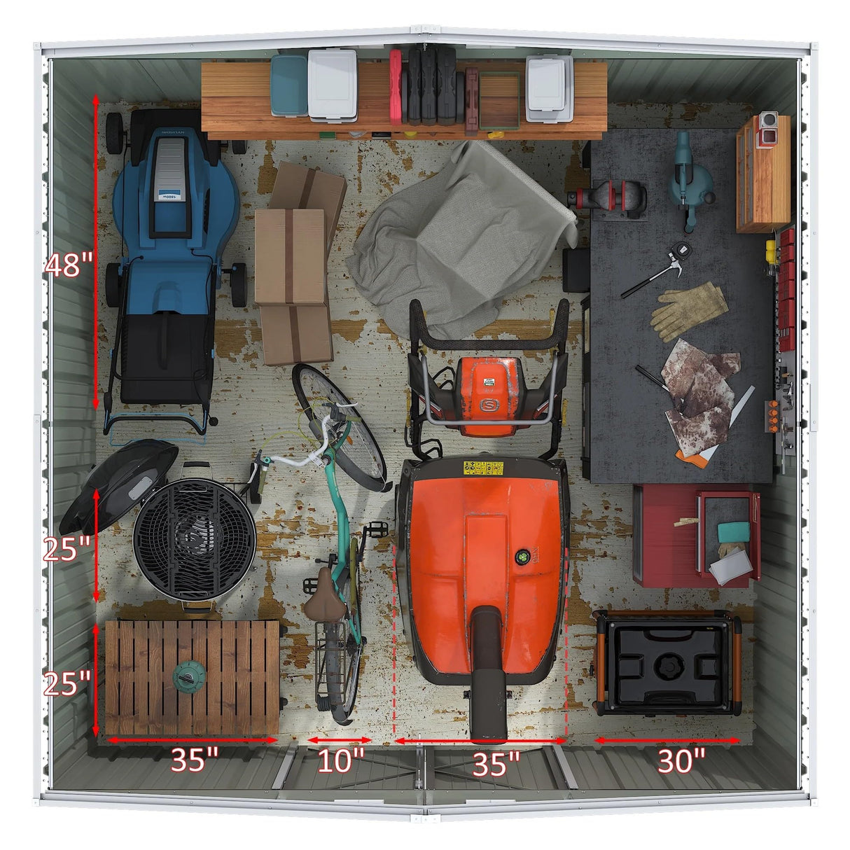 Greesum 10×10FT Outdoor Storage Shed, Metal Patio Storaged Sheds with Lockable Doors, Sheds & Outdoor Storage for Bike, Backyard, Pool and Garden, Brown Greesum