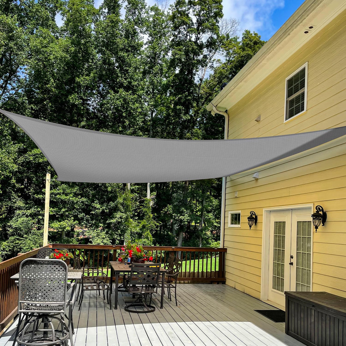 TANG Sunshdes Depot 9' x 18' Sun Shade Sail Rectangle Canopy Shade Cover UV Block for Backyard Pergola Porch Deck Garden Patio Outdoor Activities (Light Grey) TANG