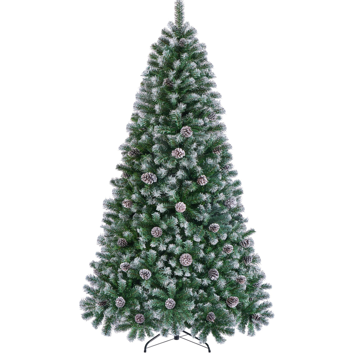 Yaheetech 6ft Artificial Christmas Tree, Snow Flocked Christmas Tree w/64 Pinecones, 920 Frosted Tips, Pre-Decorated Tree for Holiday Party Decoration Yaheetech