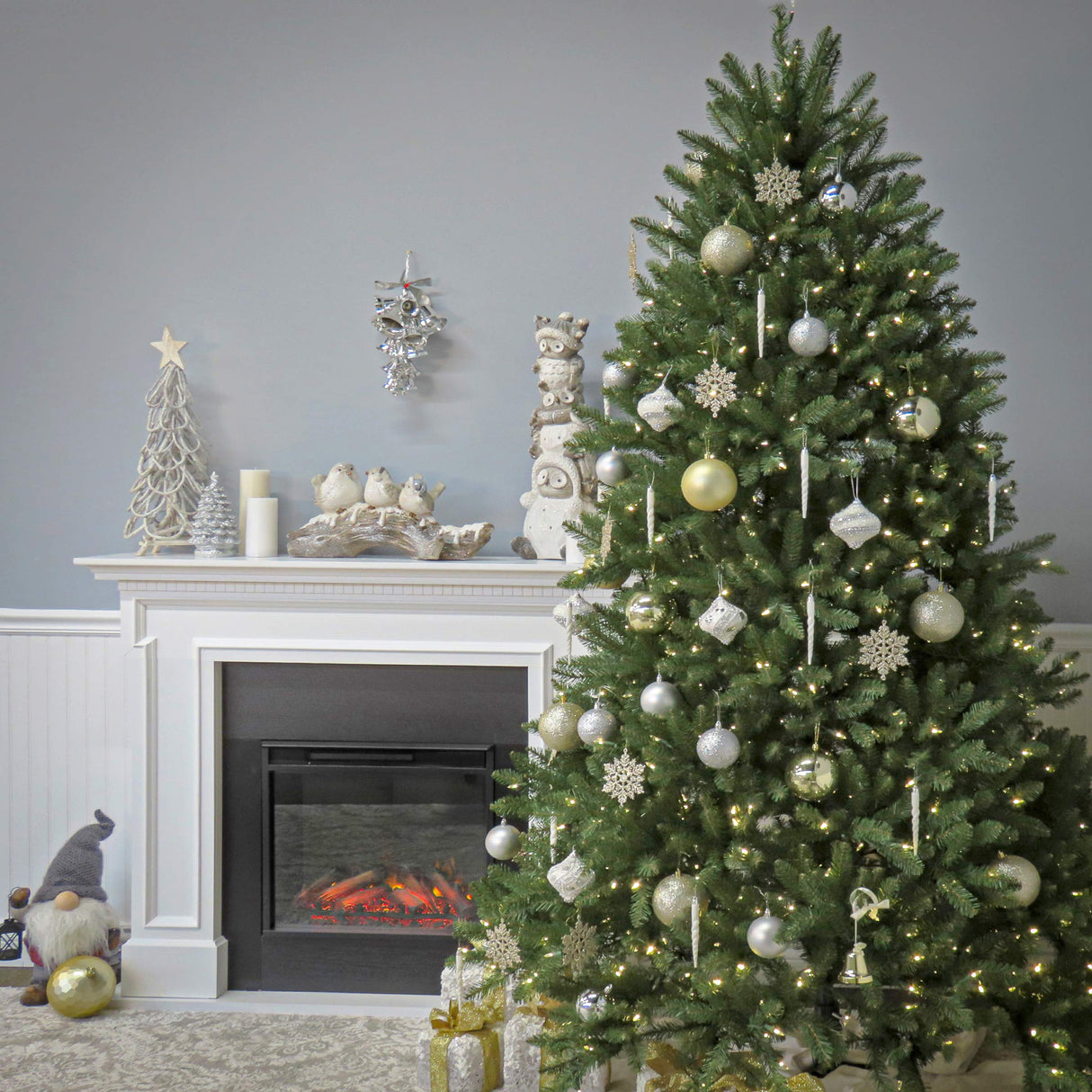 National Tree Company Pre-Lit Artificial Full Christmas Tree, Green, Dunhill Fir, White Lights, Includes Stand, 7.5 Feet National Tree Company