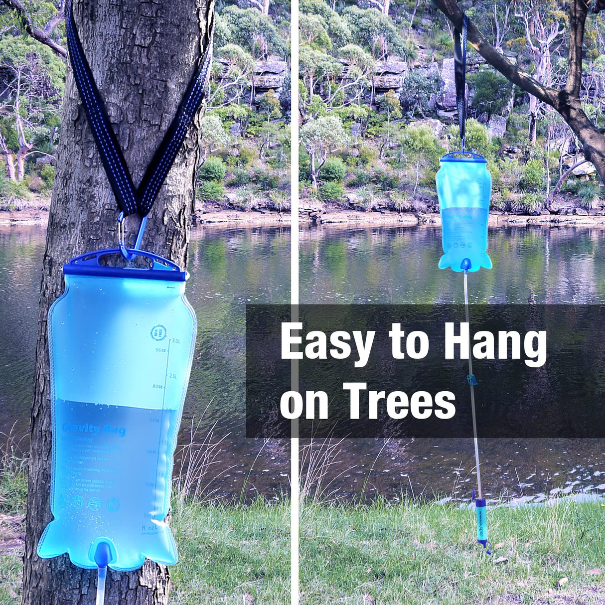 SimPure Gravity Water Filter, Portable Gravity-Fed Water Purifier with 3L Gravity Bag, Tree Strap, BPA Free Survival Gear and Equipment for Camping Hiking Emergency Preparedness SimPure
