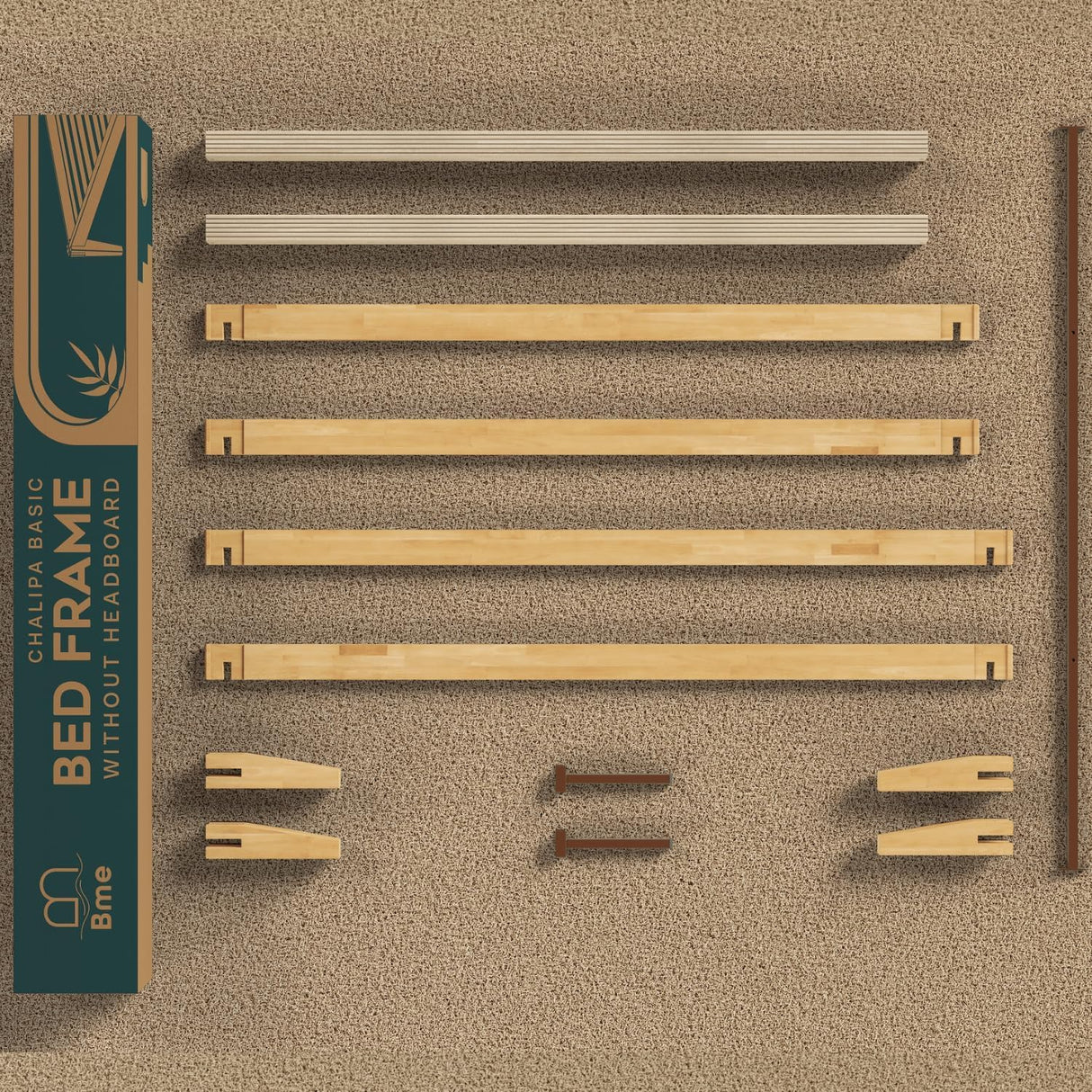 Bme Chalipa 14” Solid Wood Queen Bed Frame with Japanese Joinery - Minimalist Platform Design & Enhanced Storage Bme