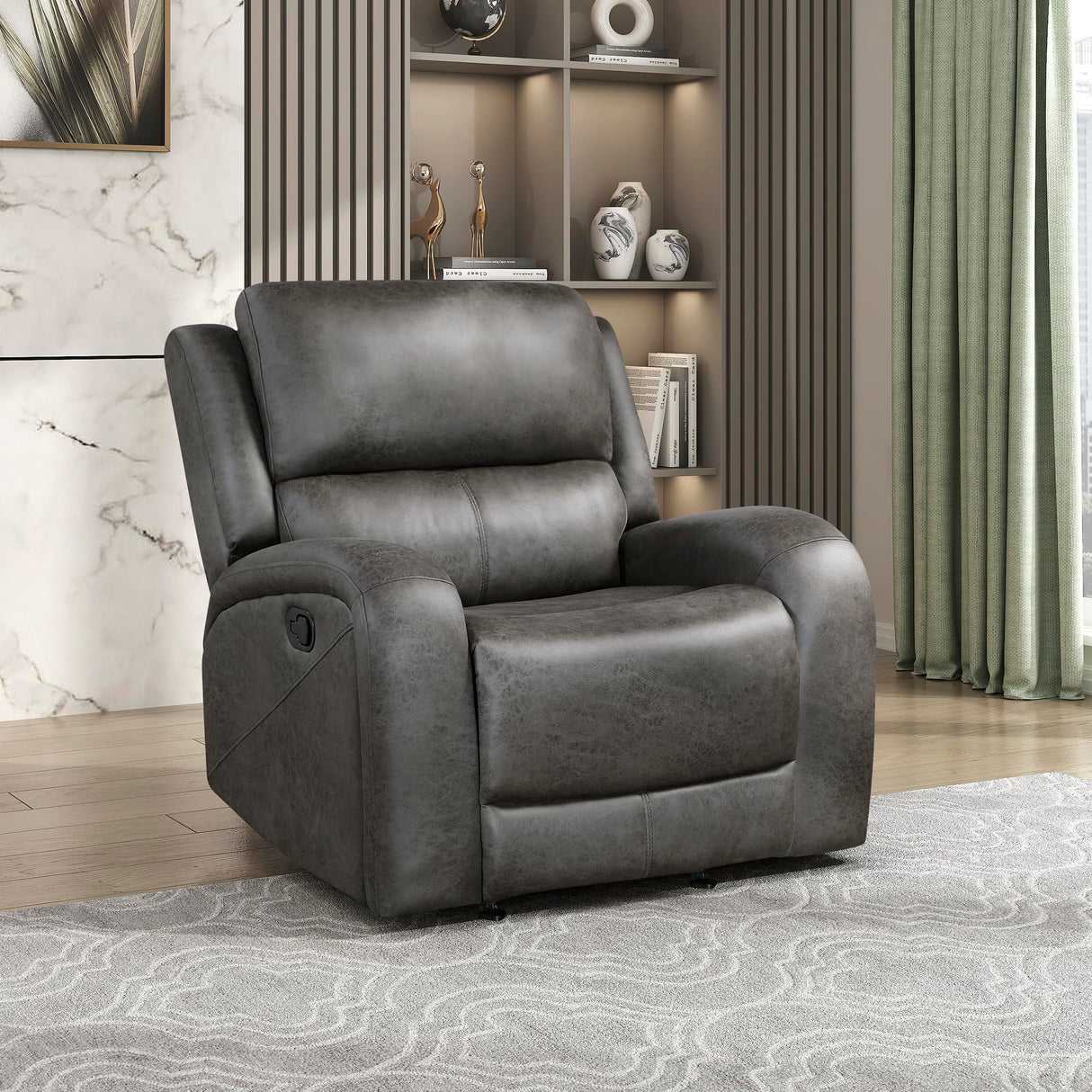 Lexicon Rocker Recliner Chair, Reclining Rocking Chair, Home Theater Reclining Seat, Manual Recliner Seat for Living Room, Nursery, Bedroom, Office, Apartment, Grey Lexicon
