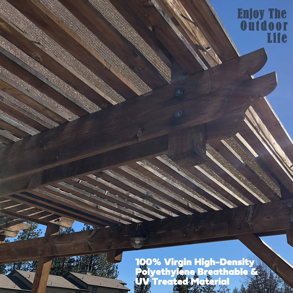 Alion Home Outdoor Pergola Sun Shade Cover Cloth Patio Canopy HDPE Permeable with Grommets (10' x 14', Brown) Alion Home