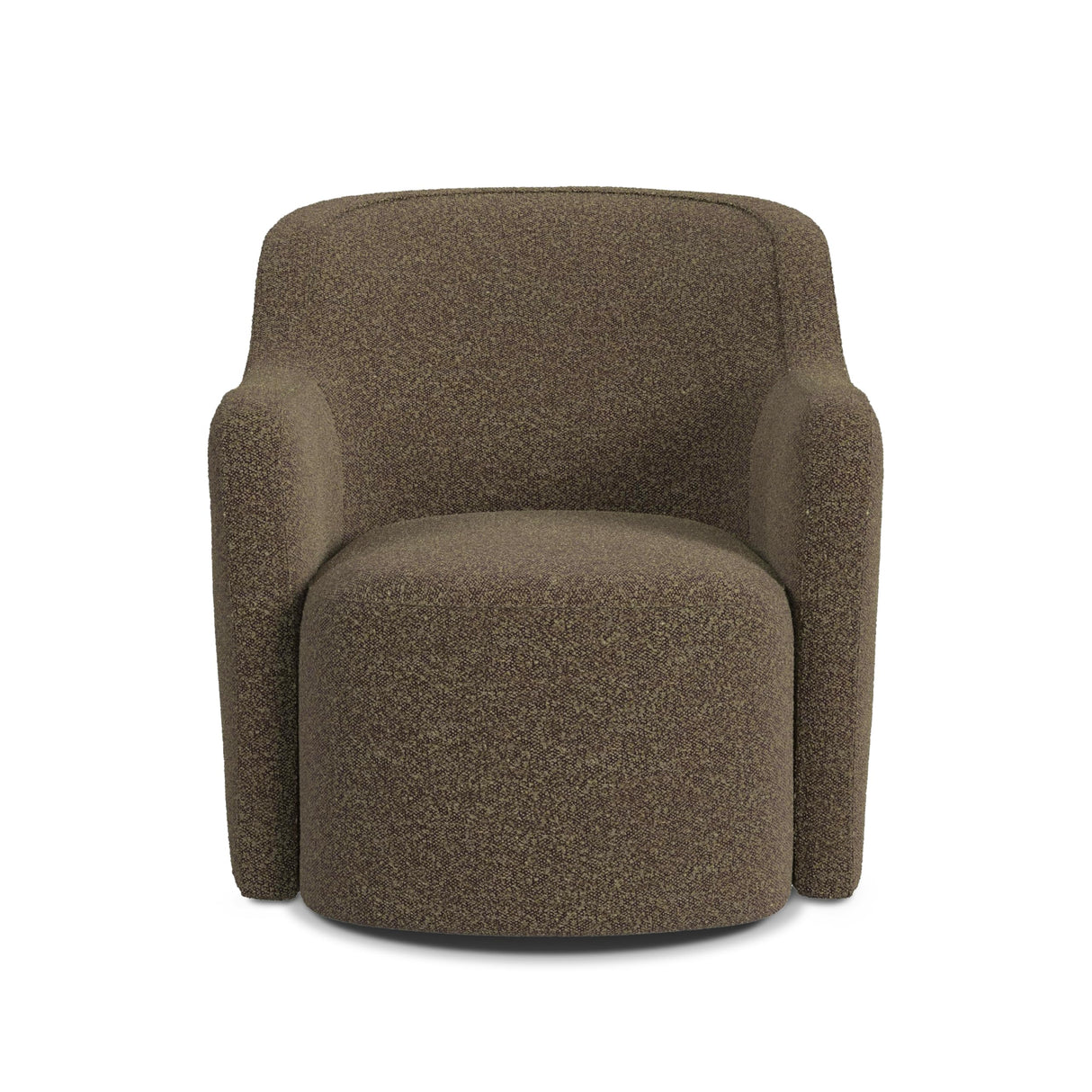 HomePop Home Décor Upholstered 360° Barrel Back Swivel Chair | Accent Chairs for Living Room & Bedroom | Decorative Home Furniture, Dark Brown Boucle HomePop