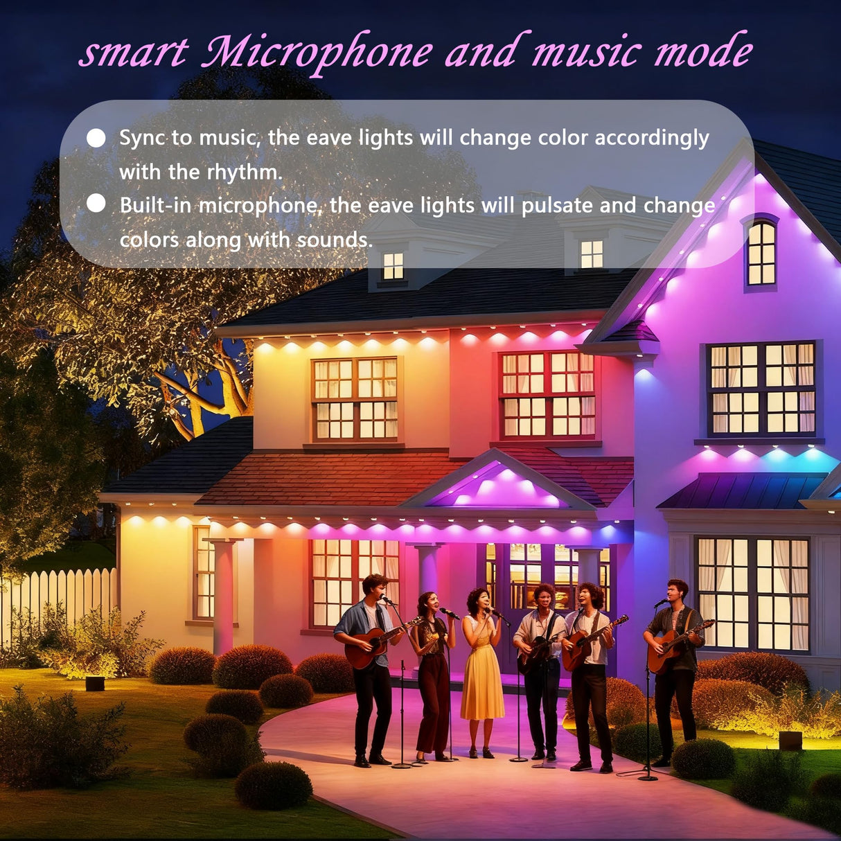 Permanent Outdoor Lights Eaves Light House Light Outdoor Permanent Christmas Lights Multicolor (mulito Color, 100ft with 72 Lights) Honche