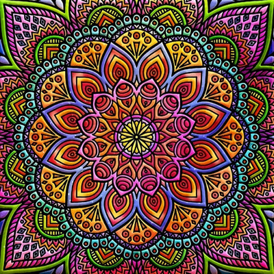 Diamond Paintings Kits for Beginners,Full Round Drill Diamond Arts Kits for Adults,Mandala Flower Paint by Diamond,5D DIY Diamond Painting Dot Gem Art, for Home Wall Decor 13.8x13.8 Inch