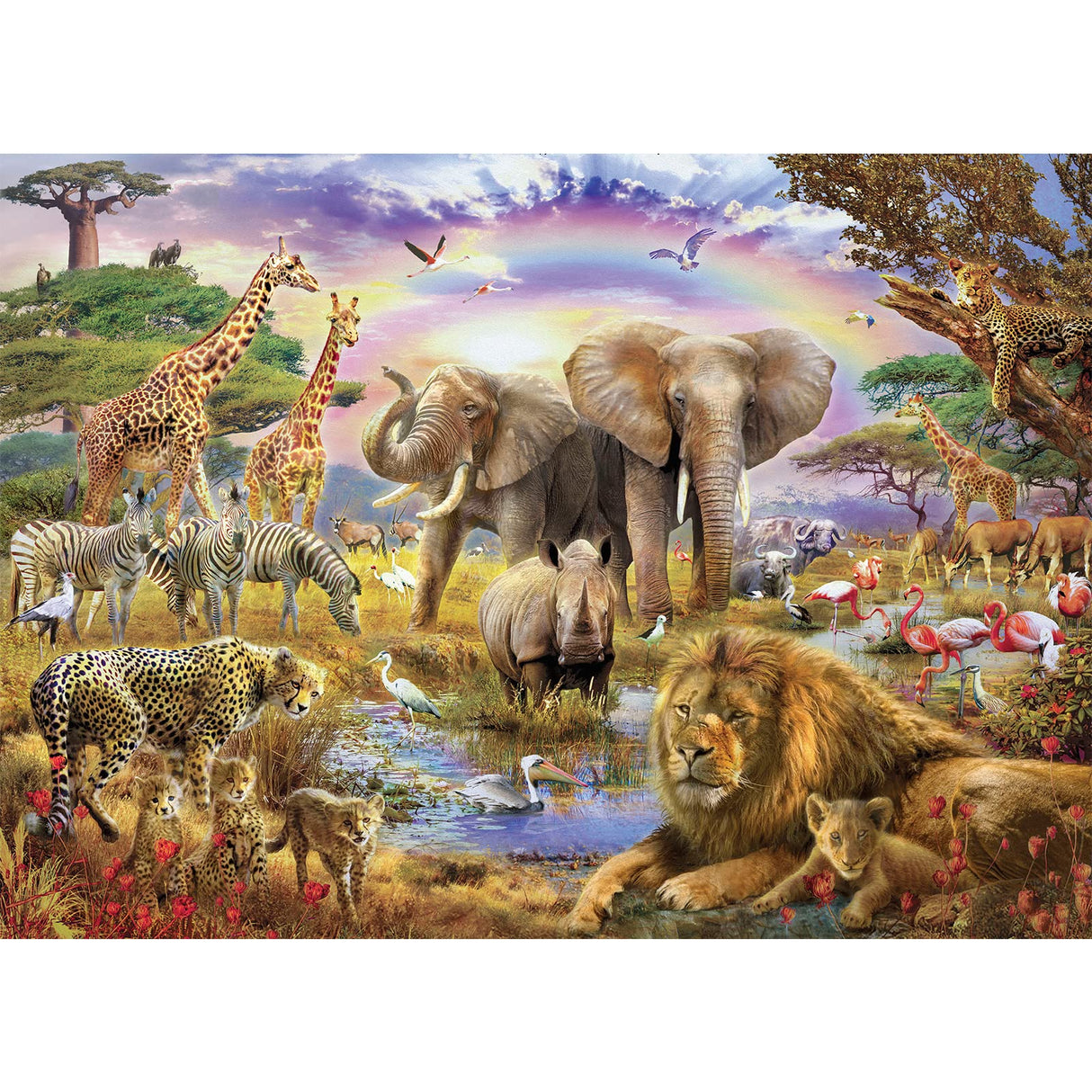 1000 Pieces African Animal Puzzles Jungle Scene African Beasts Elephant Jigsaw Puzzle for Adults Animal World Jigsaw Puzzles Home Decoration School Supplies Jigsaw Puzzles 1000 Pieces for Adults CHengQiSM