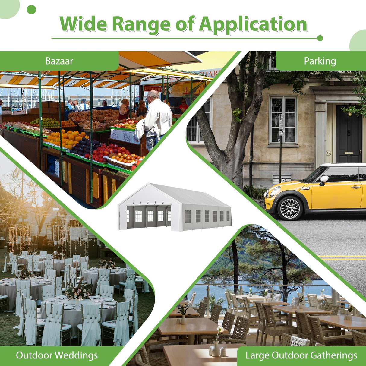 KEIKI 40'x20' Outdoor Heavy Duty Party Tent, Large Commercial Canopy Wedding Event Shelters w/ 3 Carry Bags & Removable Sidewalls, Outdoor Canopy Gazebo Tents for Party Garden Patio, White KEIKI