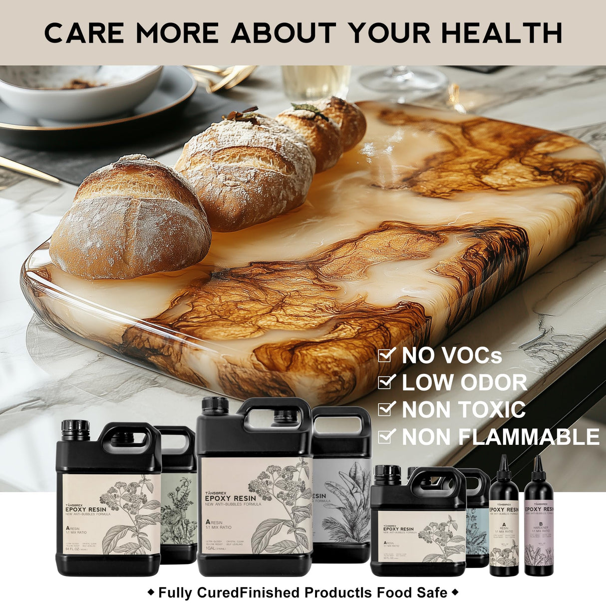 Epoxy Resin 64OZ Kit - Color Kit-Crystal Clear Art Resin and Hardener Kit for Beginners,No Yellowing,No Bubble,Fast Cure,Self Leveling to Easy Mix 1:1 for River Table Top,Art Crafts,Jewelry Making TANSOREX