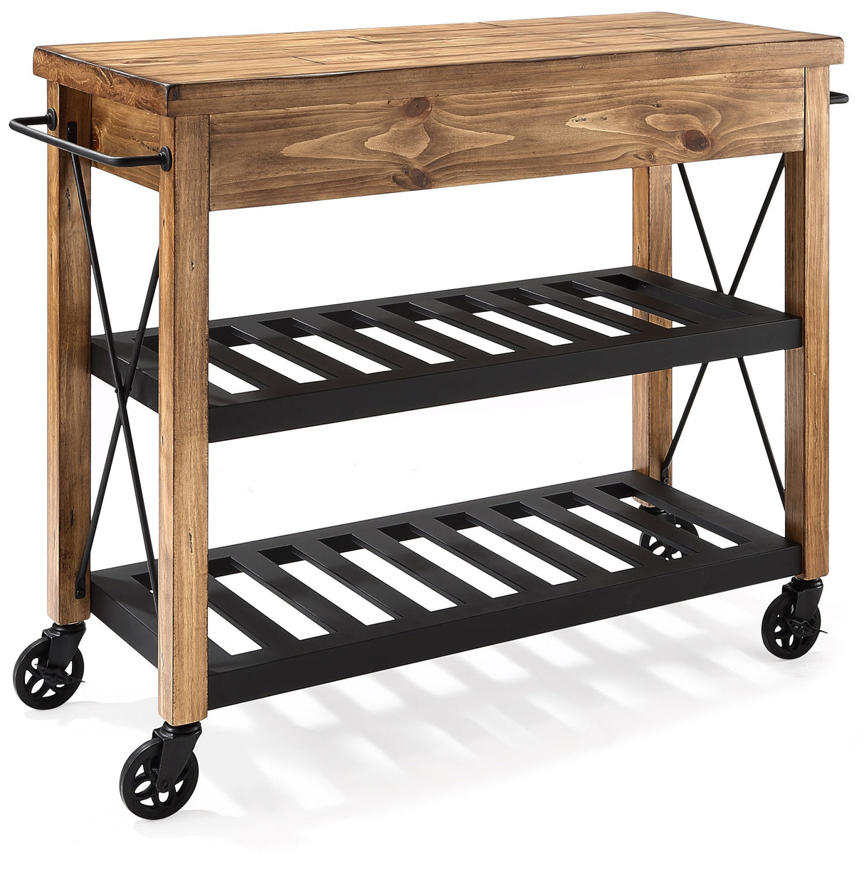 Crosley Furniture Roots Rack Industrial Rolling Kitchen Cart, Natural Crosley Furniture