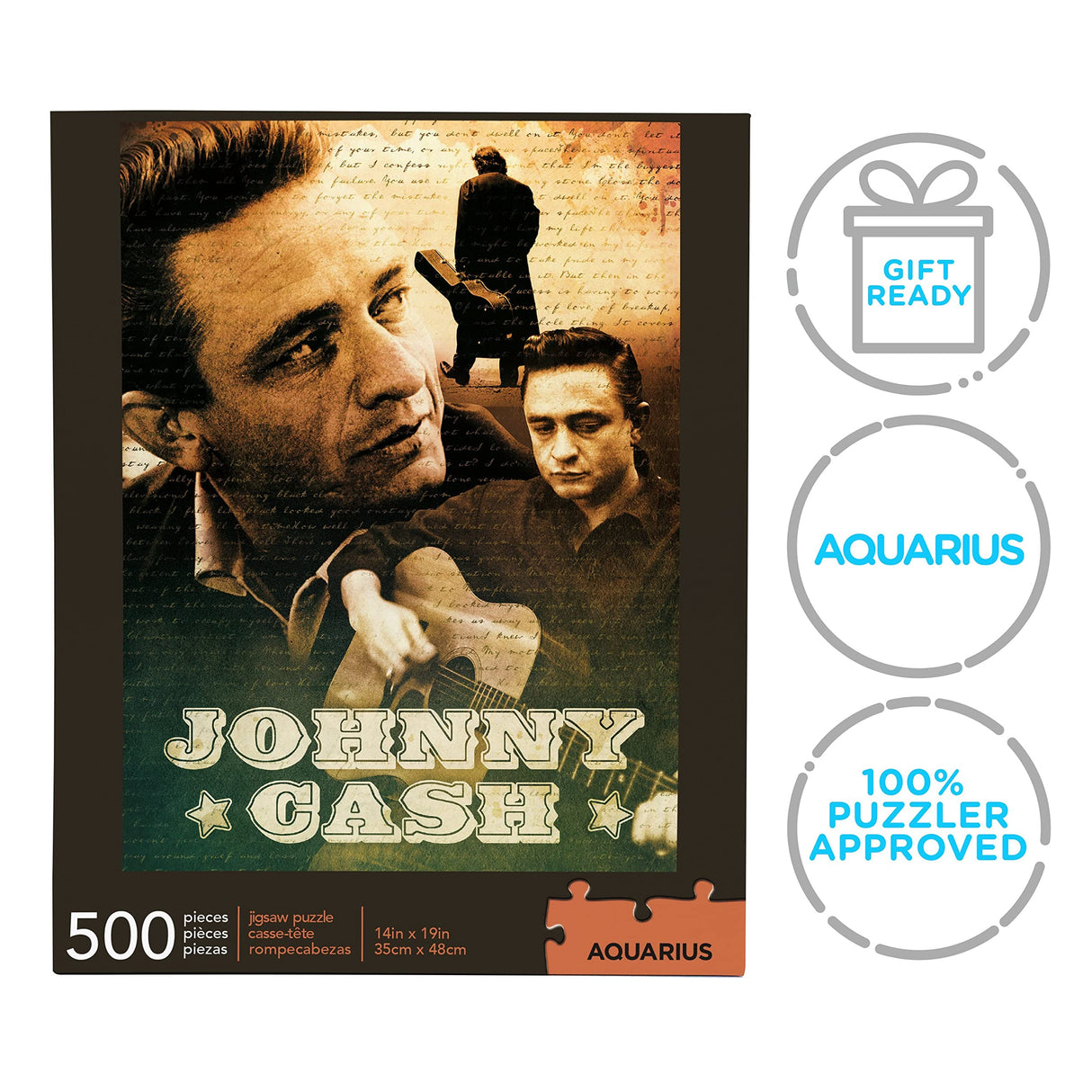 AQUARIUS Johnny Cash Puzzle (500 Piece Jigsaw Puzzle) - Glare Free - Precision Fit - Officially Licensed Johnny Cash Merchandise & Collectibles - 14 x 19 Inches AQUARIUS