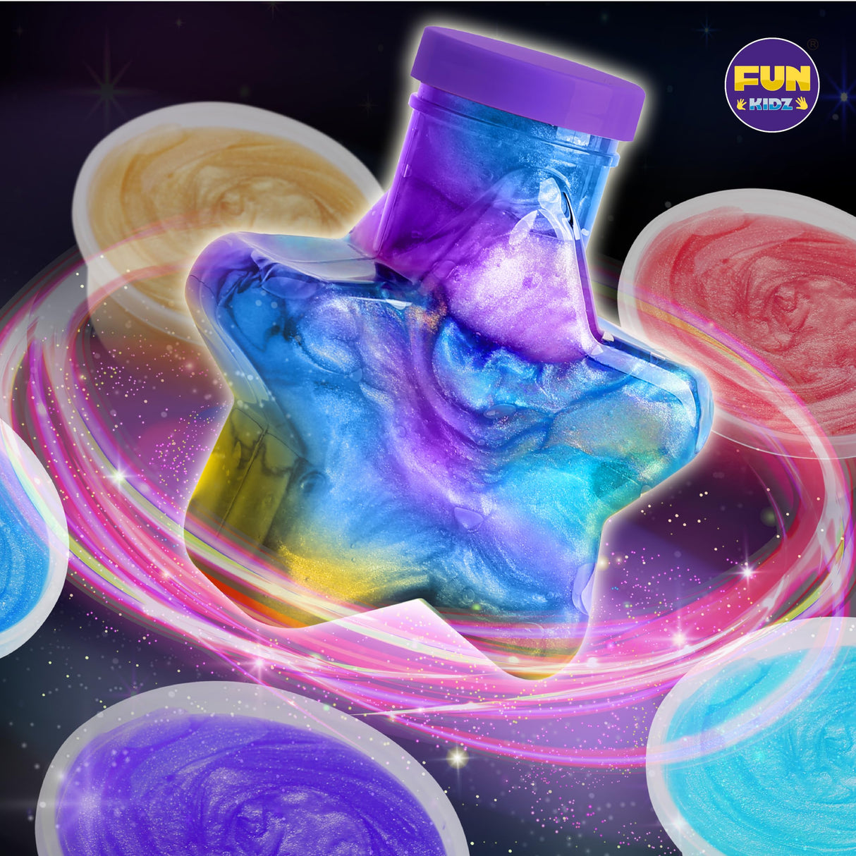 Toy Galaxy Slime Kit for Boys Girls 10-12, FunKidz Ultimate Metallic Slime Making Kit for Kids Ages 8-10 D.I.Y. Glow, Galactic, Fun Slime Gifts FUN KIDZ