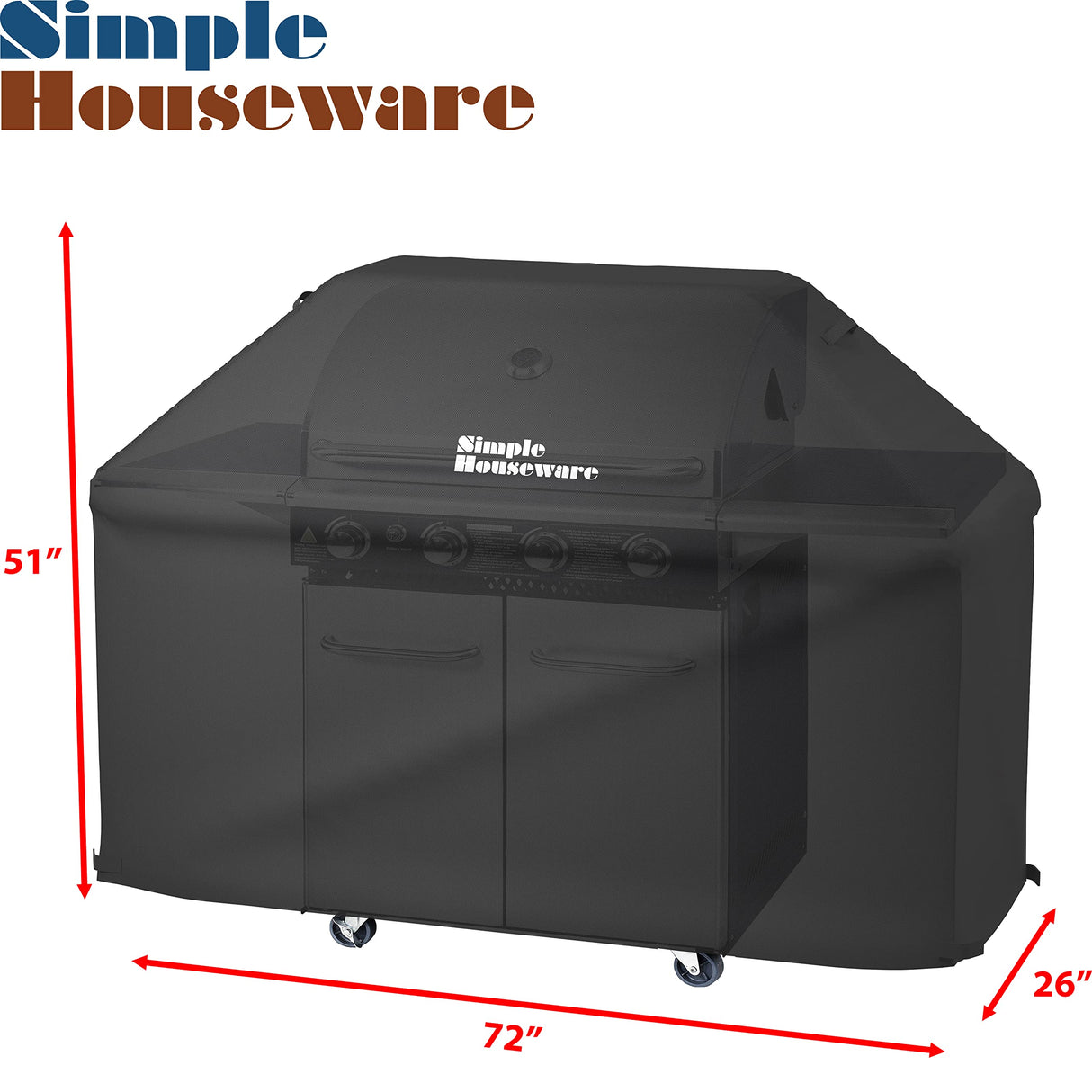 Simple Houseware 72 in. Waterproof Heavy Duty Gas BBQ Grill Cover, Weather-Resistant Polyester Simple Houseware
