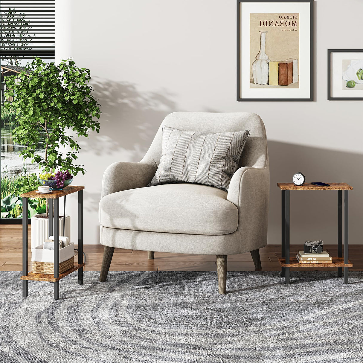 TUTOTAK Small Side Table, Narrow End Table, Skinny Sofa Table, Slim Nightstand, Couch Table, Living Room, Bed Room, Brown TB01BB062 TUTOTAK