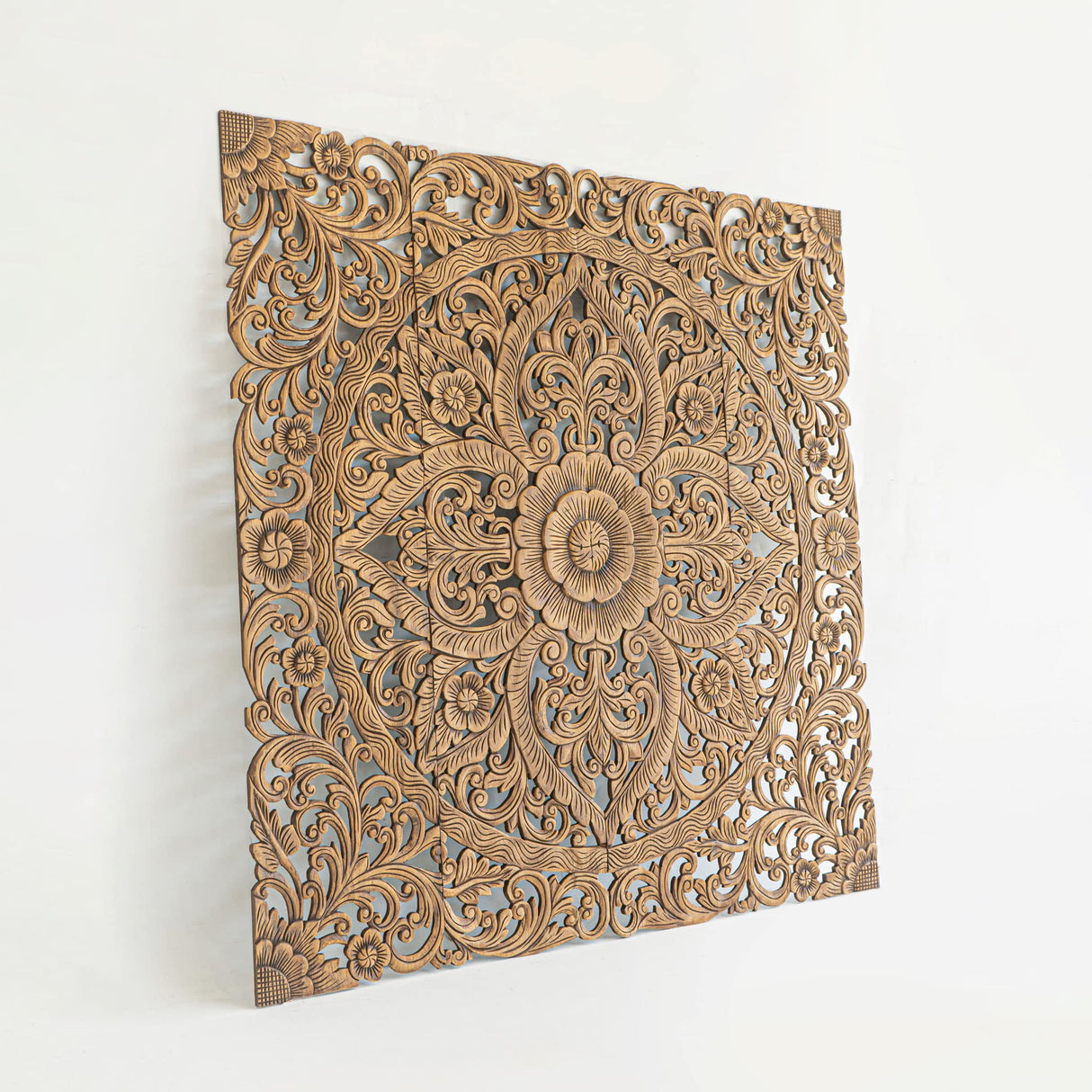 Balinese Hand Carved King Size Bed Headboard Reclaimed Wooden Panels Artwork Handmade Painted in Chiang Mai Thailand 72 Inches Siam Sawadee